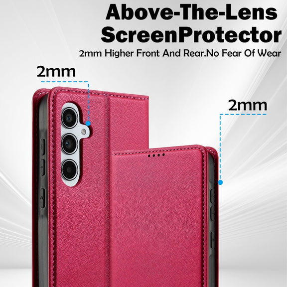 For Samsung Galaxy S24 FE 5G LC.IMEEKE L1 Series Frosted Fine Texture PU Phone Case(Red)