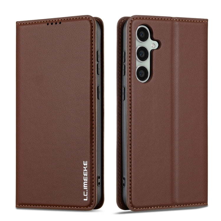 For Samsung Galaxy S24 5G LC.IMEEKE L1 Series Frosted Fine Texture PU Phone Case(Brown)