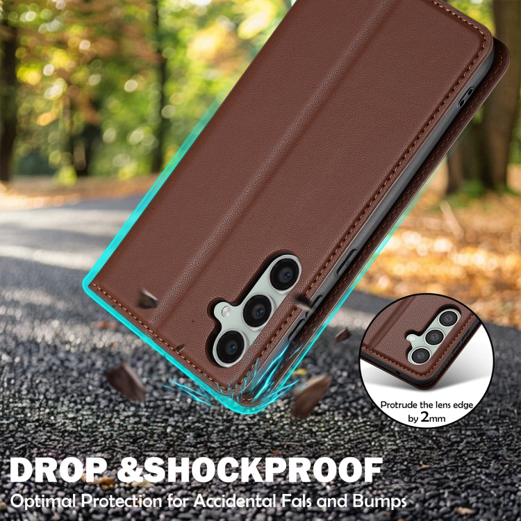 For Samsung Galaxy S24 5G LC.IMEEKE L1 Series Frosted Fine Texture PU Phone Case(Brown)