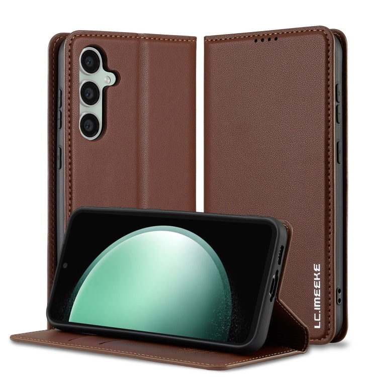For Samsung Galaxy S24+ 5G LC.IMEEKE L1 Series Frosted Fine Texture PU Phone Case(Brown)