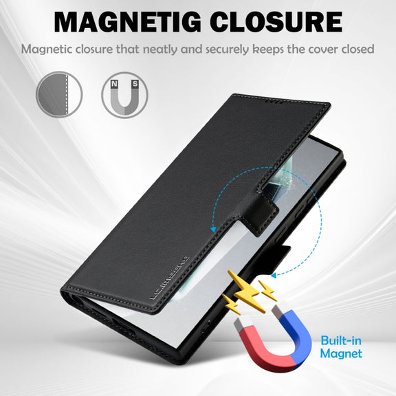 For Samsung Galaxy S25 Ultra 5G LC.IMEEKE L1 Series Frosted Fine Texture PU Phone Case(Black)