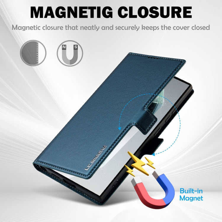 For Samsung Galaxy S25 Ultra 5G LC.IMEEKE L1 Series Frosted Fine Texture PU Phone Case(Blue)