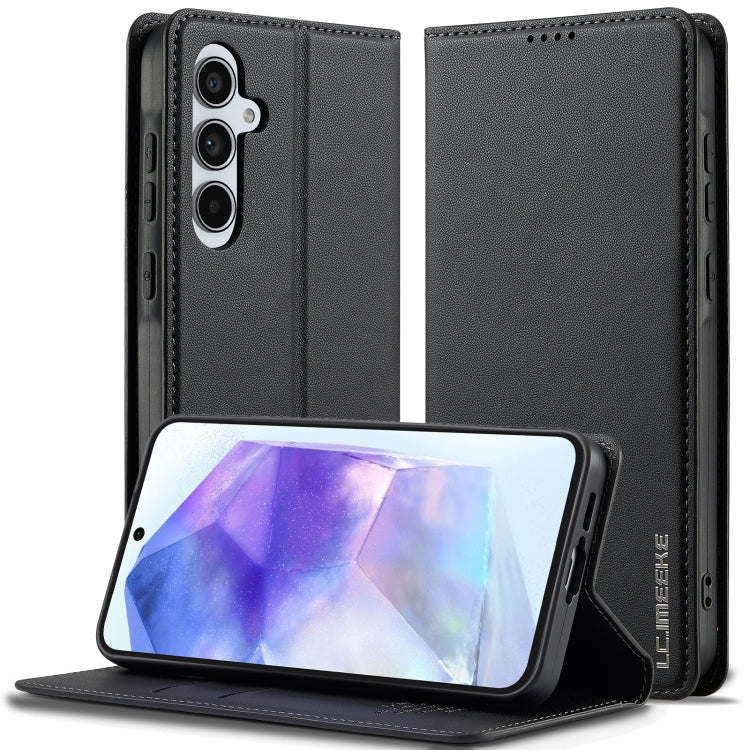 For Samsung Galaxy S25+ 5G LC.IMEEKE L1 Series Frosted Fine Texture PU Phone Case(Black)