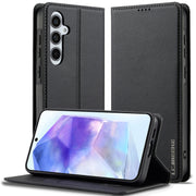 For Samsung Galaxy S25+ 5G LC.IMEEKE L1 Series Frosted Fine Texture PU Phone Case(Black)