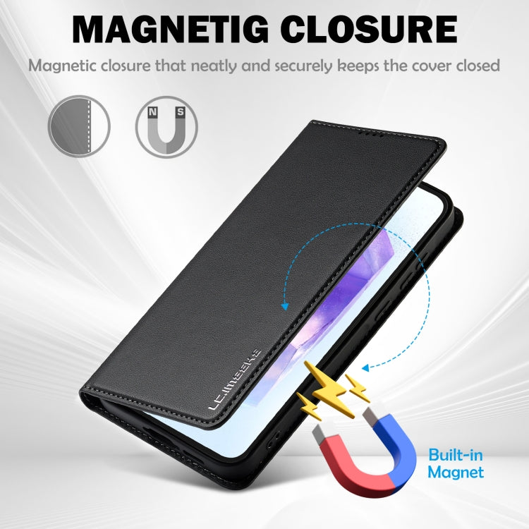 For Samsung Galaxy S25+ 5G LC.IMEEKE L1 Series Frosted Fine Texture PU Phone Case(Black)
