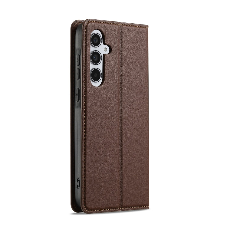 For Samsung Galaxy S25+ 5G LC.IMEEKE L1 Series Frosted Fine Texture PU Phone Case(Brown)