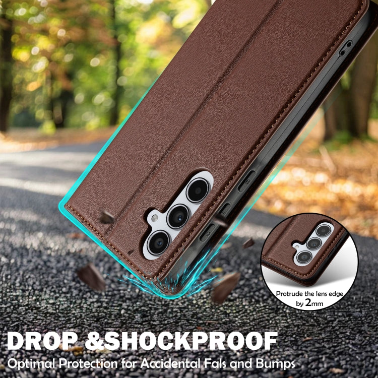 For Samsung Galaxy S25+ 5G LC.IMEEKE L1 Series Frosted Fine Texture PU Phone Case(Brown)