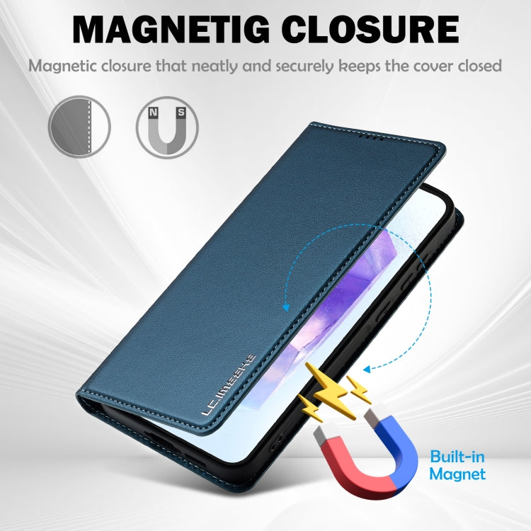 For Samsung Galaxy S25+ 5G LC.IMEEKE L1 Series Frosted Fine Texture PU Phone Case(Blue)