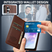 For Samsung Galaxy S25 5G LC.IMEEKE L1 Series Frosted Fine Texture PU Phone Case(Brown)