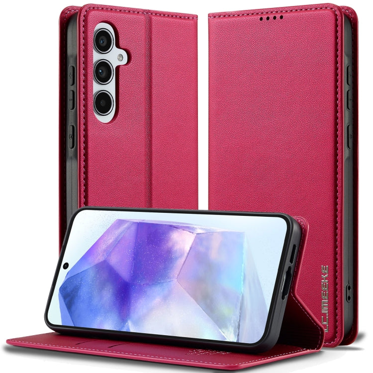 For Samsung Galaxy S25 5G LC.IMEEKE L1 Series Frosted Fine Texture PU Phone Case(Red)