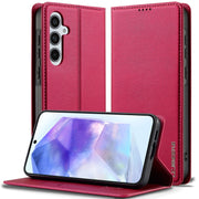 For Samsung Galaxy S25 5G LC.IMEEKE L1 Series Frosted Fine Texture PU Phone Case(Red)