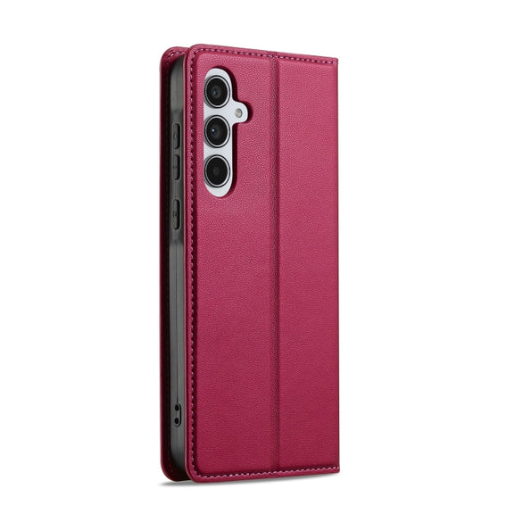 For Samsung Galaxy S25 5G LC.IMEEKE L1 Series Frosted Fine Texture PU Phone Case(Red)