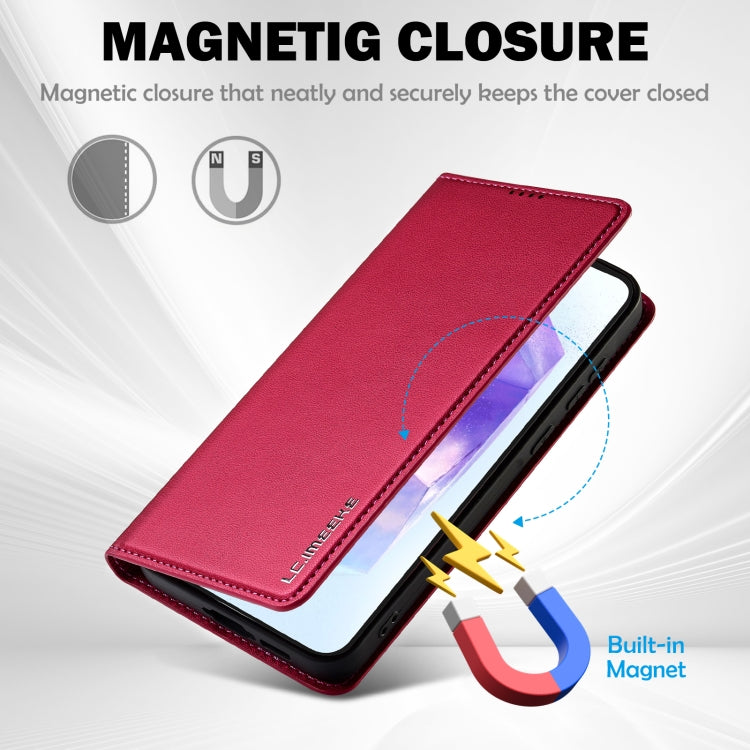 For Samsung Galaxy S25 5G LC.IMEEKE L1 Series Frosted Fine Texture PU Phone Case(Red)