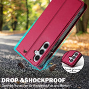 For Samsung Galaxy S25 5G LC.IMEEKE L1 Series Frosted Fine Texture PU Phone Case(Red)