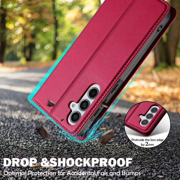 For Samsung Galaxy S25 5G LC.IMEEKE L1 Series Frosted Fine Texture PU Phone Case(Red)