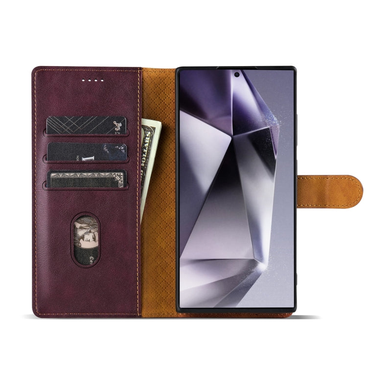 For Samsung Galaxy S24 Ultra 5G N.BEKUS CSJ-P1 Solid Color Leather Phone Case(Wine Red)