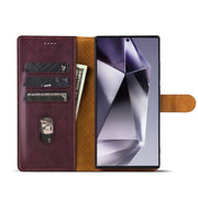For Samsung Galaxy S24 Ultra 5G N.BEKUS CSJ-P1 Solid Color Leather Phone Case(Wine Red)
