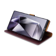 For Samsung Galaxy S24 Ultra 5G N.BEKUS CSJ-P1 Solid Color Leather Phone Case(Wine Red)