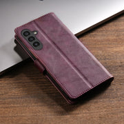 For Samsung Galaxy S24 5G N.BEKUS CSJ-P1 Solid Color Leather Phone Case(Wine Red)