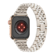 For Apple Watch SE 2023 44mm Bling Diamond Chain Metal Watch Band(Starlight)