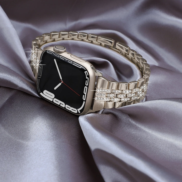 For Apple Watch SE 2023 44mm Bling Diamond Chain Metal Watch Band(Starlight)