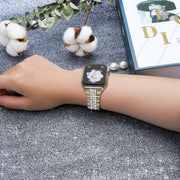 For Apple Watch SE 2023 44mm Bling Diamond Chain Metal Watch Band(Starlight)