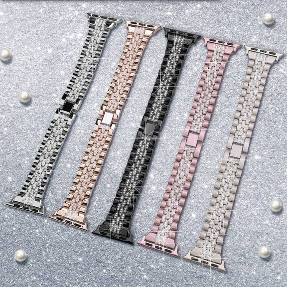 For Apple Watch SE 2023 44mm Bling Diamond Chain Metal Watch Band(Starlight)