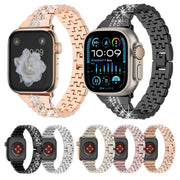 For Apple Watch SE 2023 44mm Bling Diamond Chain Metal Watch Band(Starlight)
