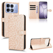 For Redmi K70 Ultra Honeycomb Dot Texture Leather Phone Case(Gold)