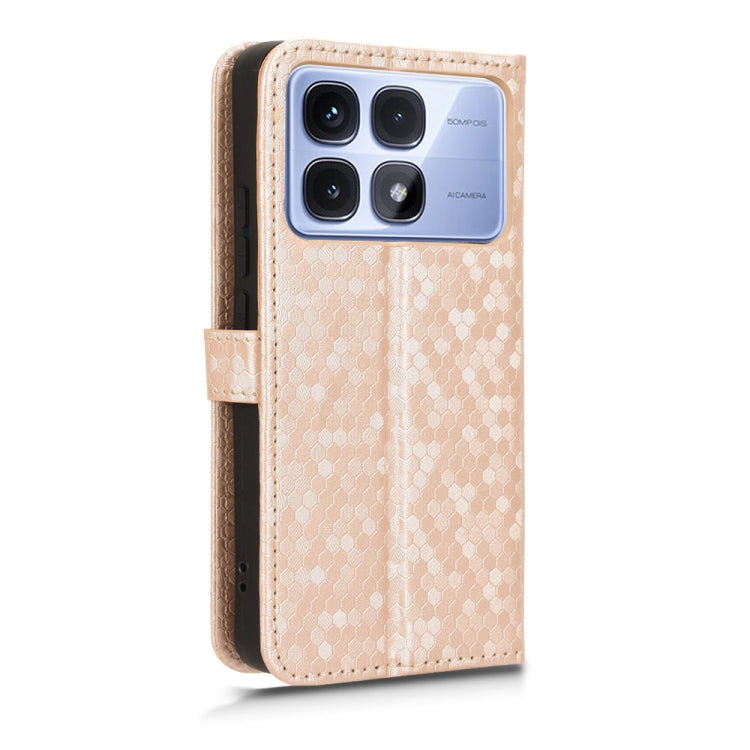 For Redmi K70 Ultra Honeycomb Dot Texture Leather Phone Case(Gold)