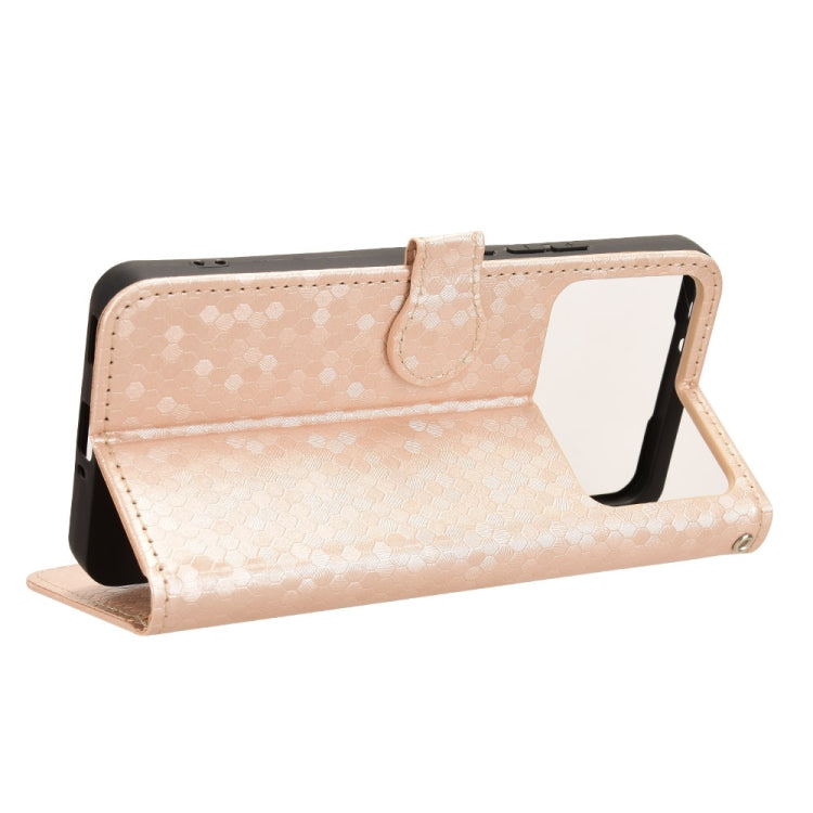 For Redmi K70 Ultra Honeycomb Dot Texture Leather Phone Case(Gold)