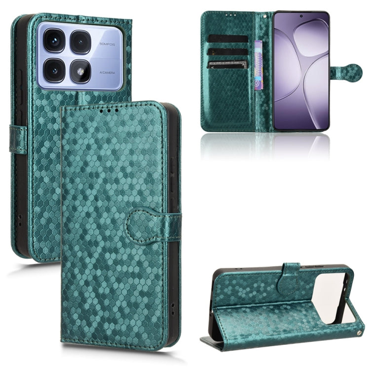 For Redmi K70 Ultra Honeycomb Dot Texture Leather Phone Case(Green)