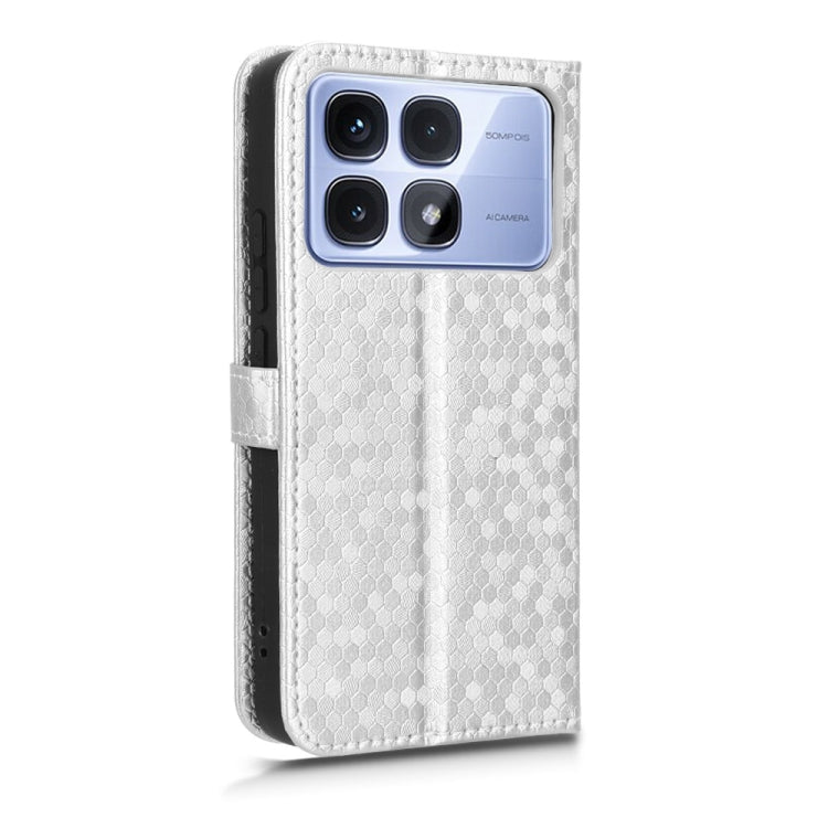 For Redmi K70 Ultra Honeycomb Dot Texture Leather Phone Case(Silver)