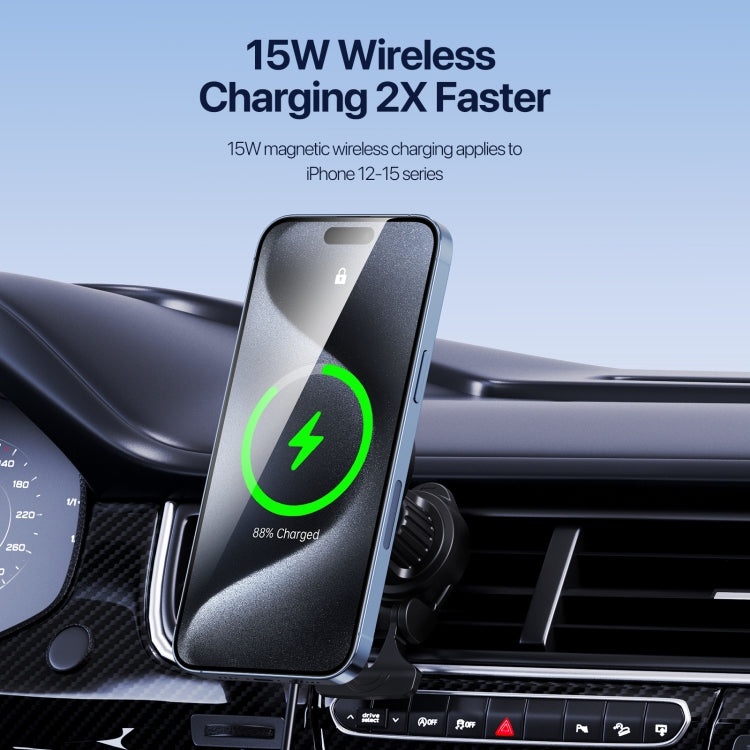 V5 15W Qi2 Air Outlet Car Transparent Magnetic Wireless Charging Holder(Black)