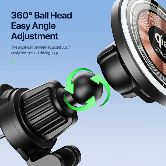 V5 15W Qi2 Air Outlet Car Transparent Magnetic Wireless Charging Holder(Black)
