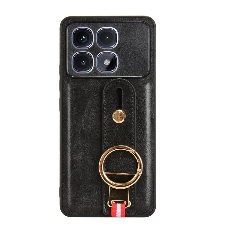 For Redmi K70 Ultra Wristband Leather Back Phone Case(Black)