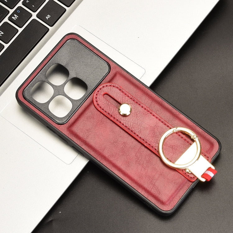 For Redmi K70 Ultra Wristband Leather Back Phone Case(Red)