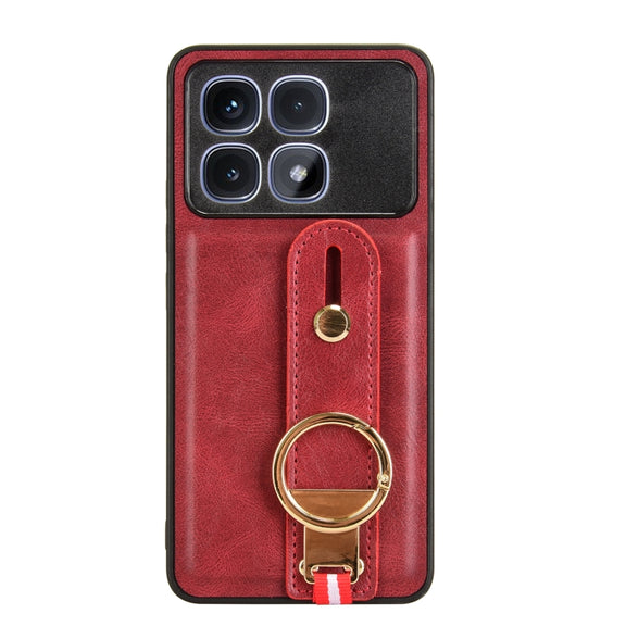 For Redmi K70 Ultra Wristband Leather Back Phone Case(Red)