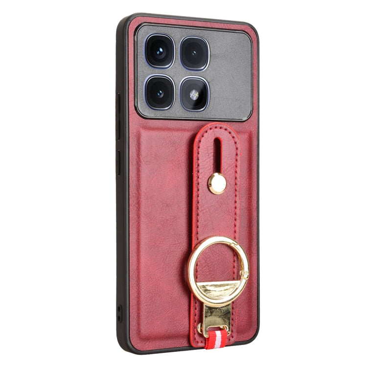 For Redmi K70 Ultra Wristband Leather Back Phone Case(Red)