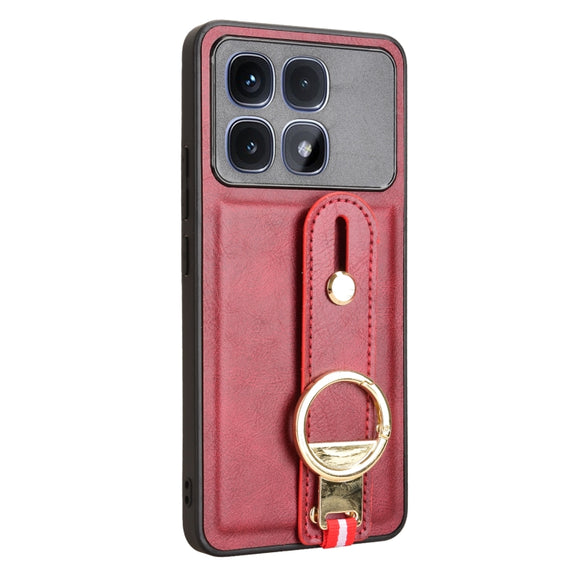 For Redmi K70 Ultra Wristband Leather Back Phone Case(Red)