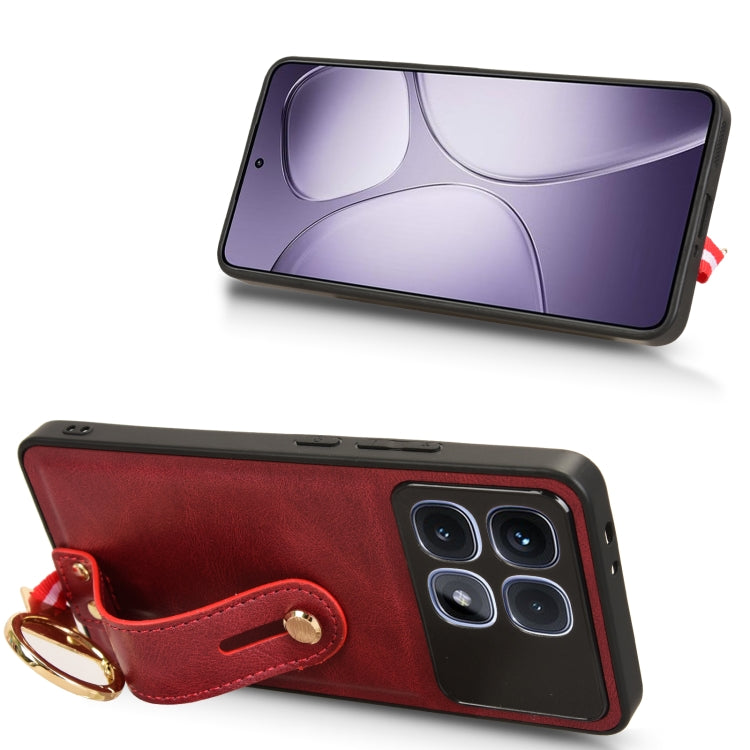 For Redmi K70 Ultra Wristband Leather Back Phone Case(Red)