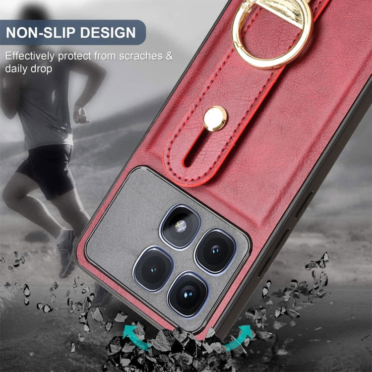 For Redmi K70 Ultra Wristband Leather Back Phone Case(Red)