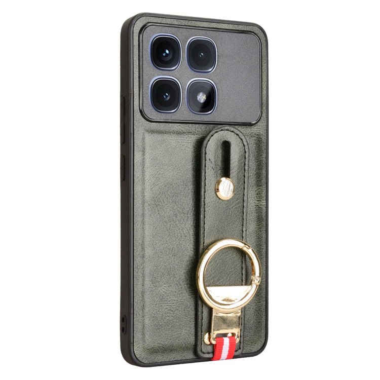 For Redmi K70 Ultra Wristband Leather Back Phone Case(Green)