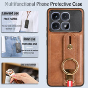 For Redmi K70 Ultra Wristband Leather Back Phone Case(Brown)