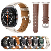For Samsung Galaxy Watch Ultra 47mm Plain Genuine Leather Watch Band(Green)