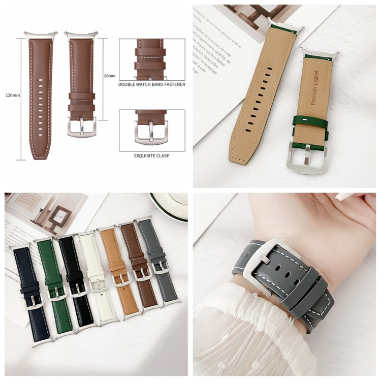 For Samsung Galaxy Watch Ultra 47mm Plain Genuine Leather Watch Band(Midnight Blue)