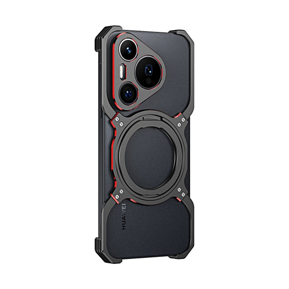 For Huawei Pura 70 Pro / 70 Pro+ Mechanical Arm Borderless MagSafe Holder Metal Phone Case(Black Red)