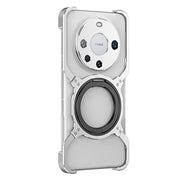 For Huawei Mate 60 Pro Mechanical Arm Borderless MagSafe Holder Metal Phone Case(Silver)