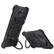 For Huawei Mate 60 Pro Mechanical Arm Borderless MagSafe Holder Metal Phone Case(Black Purple) - Huawei Cases by PMC TechLife | Online Shopping South Africa | PMC TechLife | Buy Now Pay Later Mobicred