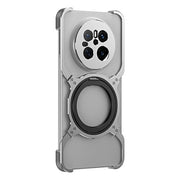 For Huawei Mate 70 Mechanical Arm Borderless MagSafe Holder Metal Phone Case(Silver)